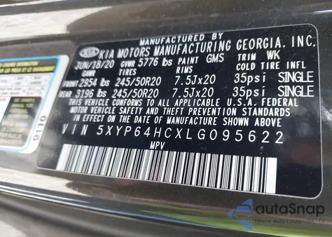 2020 Kia Telluride S from USA, damaged, VIN 5XYP64HCXLG095622